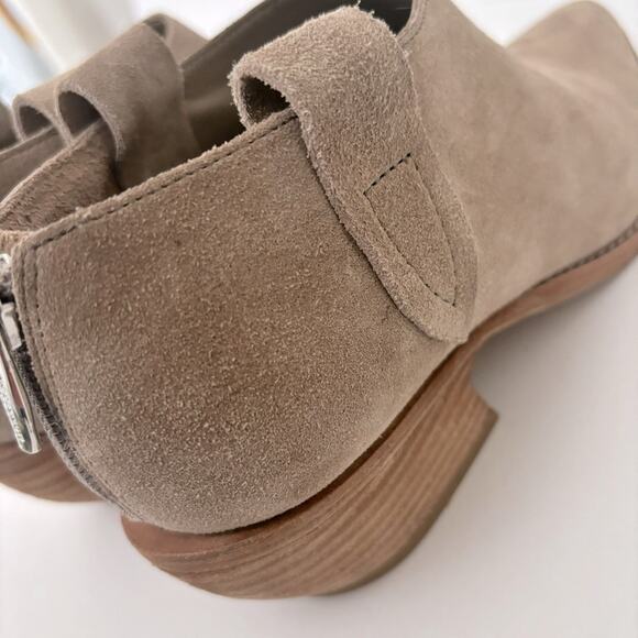 Sigerson Morrison Taupe Suede Leather Pointed Toe ankle Block Heel Boots Sz 7.5 - Picture 9 of 10